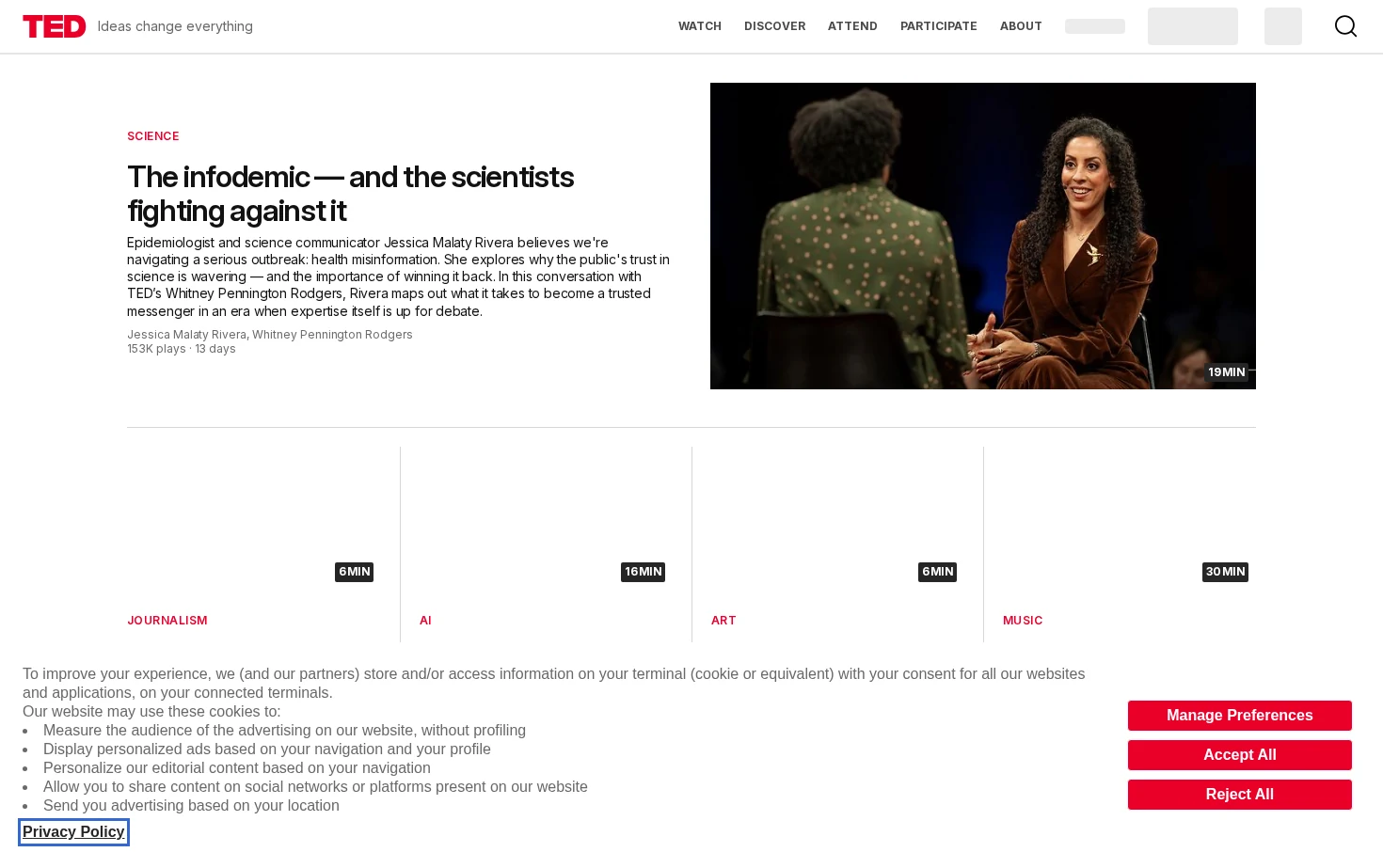 TED Talks 页面快照